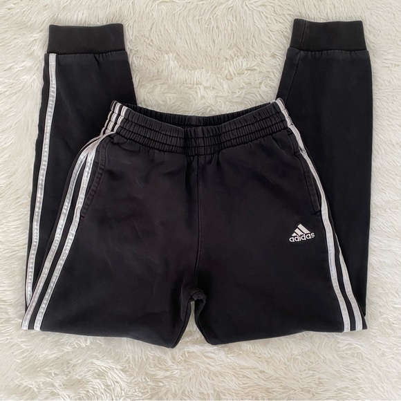 Retro Adidas 3 stripe sweatpants / joggers - black & white stripes - Picture 3 of 14